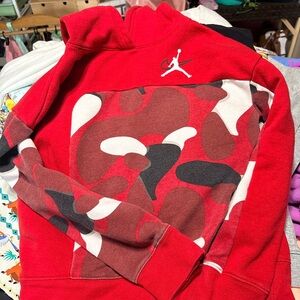 Jordan Kids Red and Black Camo Hoodie